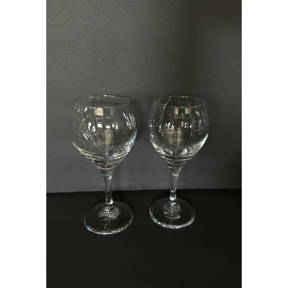 SET OF 2 Classic Wine Glasses Clear Stemmed Goblets Drinking Glasses 7” Barware
